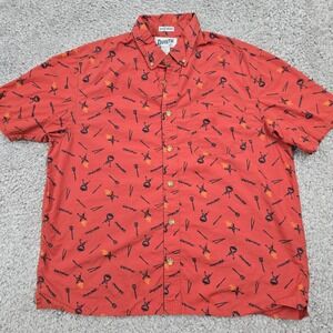 Duluth Trading Co Mens Cotton BBQ Print Button Up Shirt Size L Casual Novelty‎